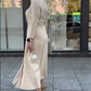 ⏳Time-limited 50% OFF⏰Round Neck Waist Ruched Hem Long Sleeve Dress