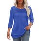 💕Last Day 50% OFF👚Women’s Pleated Detail 3/4 Sleeve Casual T-Shirt