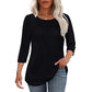 💕Last Day 50% OFF👚Women’s Pleated Detail 3/4 Sleeve Casual T-Shirt