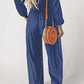 Women's Casual Long Sleeve Wide Leg Pants Jumpsuit