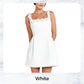Women's Elegant Floral Square Neck Pocket Dress