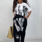 Women's Two-Piece Casual Letter Print Outfit