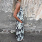 Women's Printed Spaghetti Strap Backless Dress