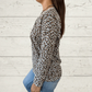 Stylish V-Neck Leopard Print Long Sleeve Top