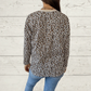 Stylish V-Neck Leopard Print Long Sleeve Top