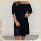 🔥Factory Direct Sales🔥Women's lace hollow layered elegant off-shoulder dress