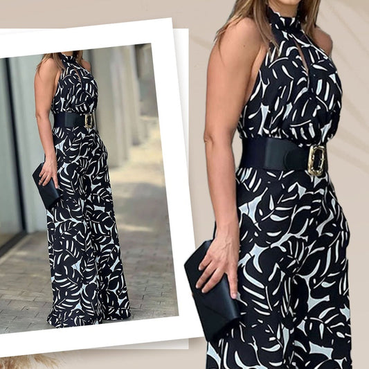 Women’s Printed Sleeveless Wide Leg Jumpsuits
