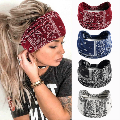 Printed Elastic Wide Sports Headband