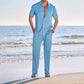 Men's Casual Shirt & Pants Two-Piece Set