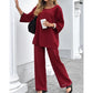🍂Women's Casual Solid Color Long Sleeve Top & Pants Set