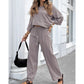 🍂Women's Casual Solid Color Long Sleeve Top & Pants Set