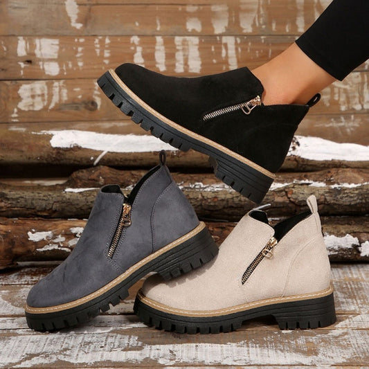 🎉2026 New Products Hot Sale✨Women's Round-Toe Ankle Boots with Side Zipper