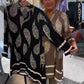 Women's Retro Printed Long-Sleeve V-Neck Dress