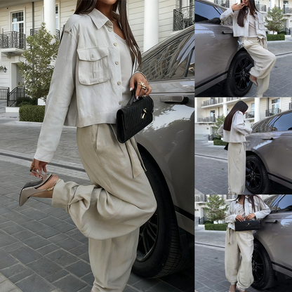 🔥New Hot Selling❤️‍🔥Women's Lapel Jacket & Pants Set