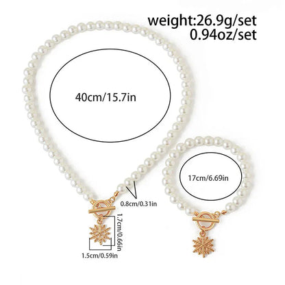 Pearl Necklace And Bracelet Set With Cherry Charm