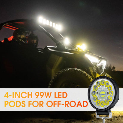 🚘 Next-Gen 99W LED Headlight – Ultra-Bright Flood Beam, Energy Efficient & Long-Lasting Off-Road Work Light for Every Terrain