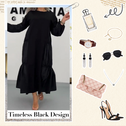 🌹 Elegant All-Season Black Dress – Slimming Fit, Breathable Fabric & Everyday Versatility (55% OFF)
