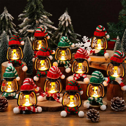 🎅 12PCS Mini Snowman Christmas Lantern Set 🎄 Warm LED Lights 💡 Battery Powered ✨ Festive Decor for Home & Party 🎁
