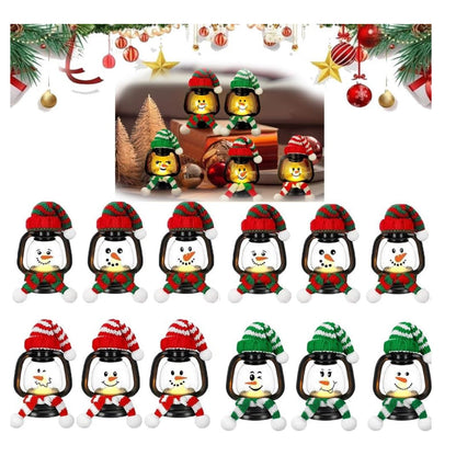 🎅 12PCS Mini Snowman Christmas Lantern Set 🎄 Warm LED Lights 💡 Battery Powered ✨ Festive Decor for Home & Party 🎁