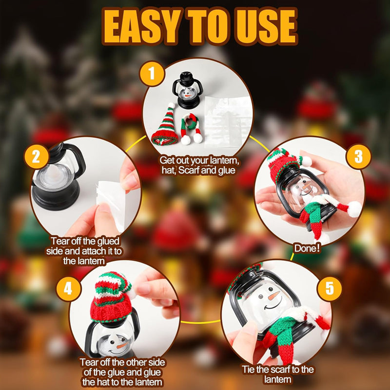 🎅 12PCS Mini Snowman Christmas Lantern Set 🎄 Warm LED Lights 💡 Battery Powered ✨ Festive Decor for Home & Party 🎁