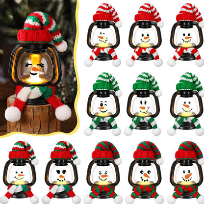 🎅 12PCS Mini Snowman Christmas Lantern Set 🎄 Warm LED Lights 💡 Battery Powered ✨ Festive Decor for Home & Party 🎁