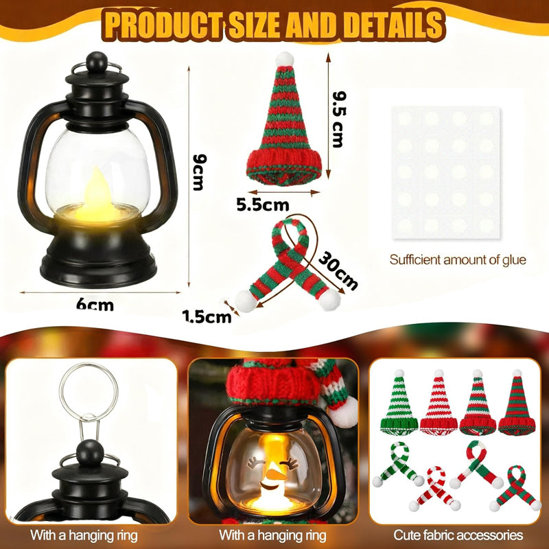 🎅 12PCS Mini Snowman Christmas Lantern Set 🎄 Warm LED Lights 💡 Battery Powered ✨ Festive Decor for Home & Party 🎁