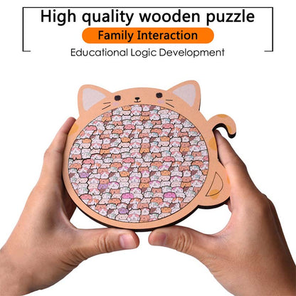 Cat Shaped Wooden Jigsaw Puzzle