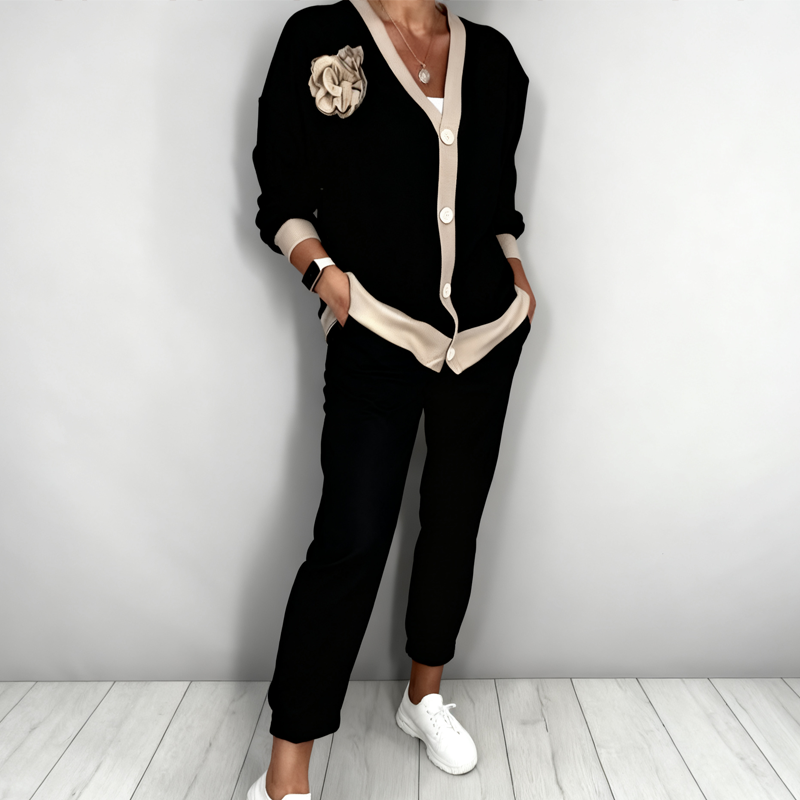 ⏳55% OFF 🔥⏰Women’s Casual V-Neck Top & High Waist Pants 2-Piece Set