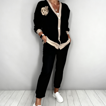 ⏳55% OFF 🔥⏰Women’s Casual V-Neck Top & High Waist Pants 2-Piece Set