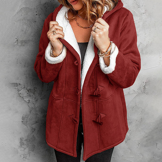 🧸Women's Hooded Suede Coat with Plush Lining– Plush Warmth Meets Effortless Winter Style