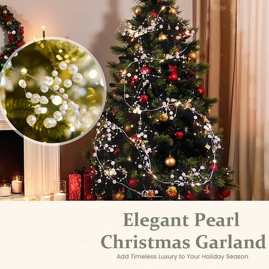 🎄 Elegant Pearl Bead Garland for Christmas Tree Decoration