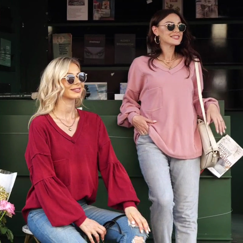 ✨ Women’s Casual V-Neck Knit Top – Soft, Flattering & Perfect for Any Occasion