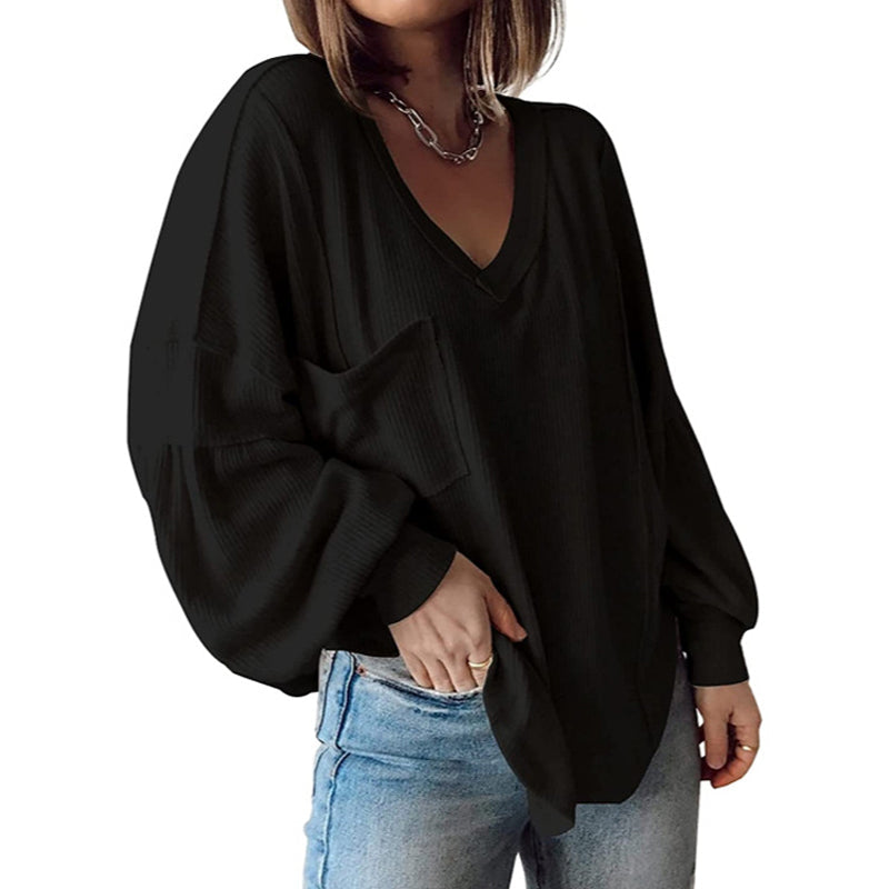 ✨ Women’s Casual V-Neck Knit Top – Soft, Flattering & Perfect for Any Occasion