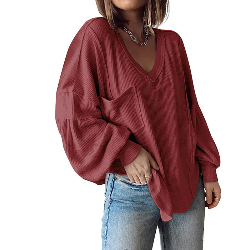 ✨ Women’s Casual V-Neck Knit Top – Soft, Flattering & Perfect for Any Occasion