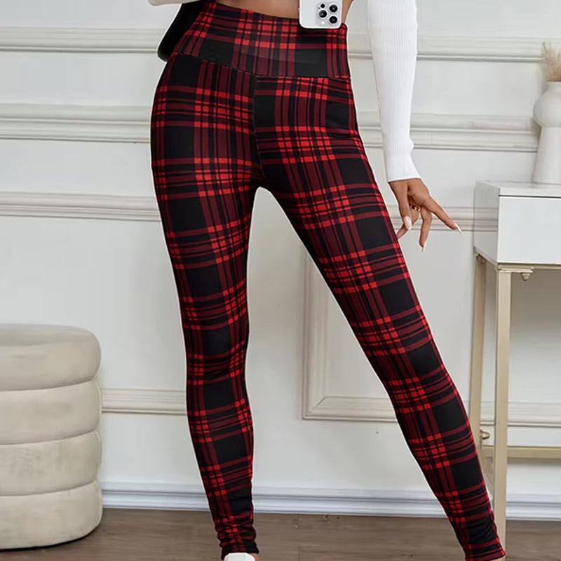 Fleece-Lined Plaid Leggings for Women – Soft, Stretchy & Stylish Winter Essential 🧣