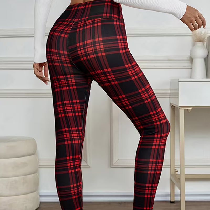 Fleece-Lined Plaid Leggings for Women – Soft, Stretchy & Stylish Winter Essential 🧣