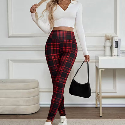 Fleece-Lined Plaid Leggings for Women – Soft, Stretchy & Stylish Winter Essential 🧣