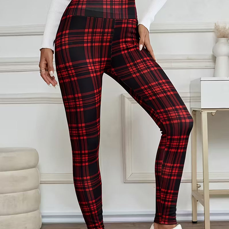 Fleece-Lined Plaid Leggings for Women – Soft, Stretchy & Stylish Winter Essential 🧣