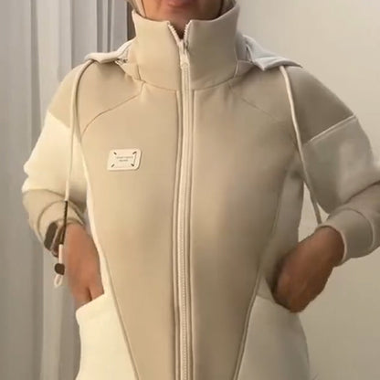 Women’s Casual Color-Block Zip-Up Hoodie & Pants 2-Piece Set