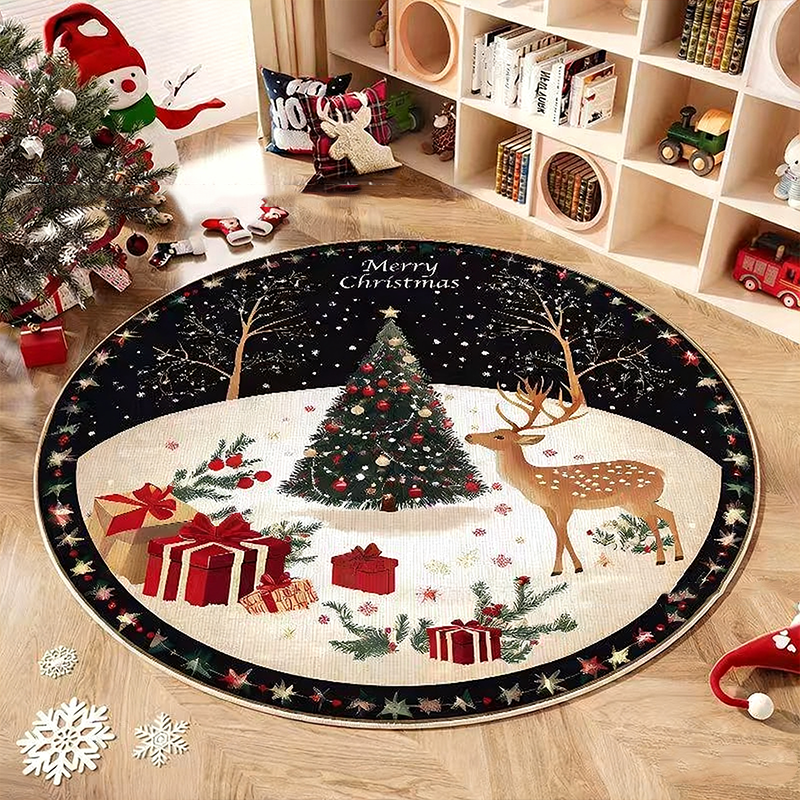 🎄Festive Non-Slip Round Christmas Tree Rug✨