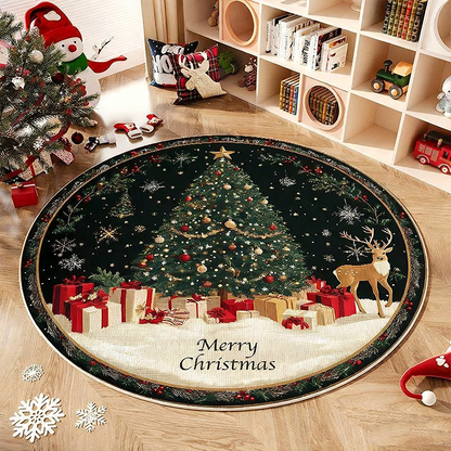 🎄Festive Non-Slip Round Christmas Tree Rug✨