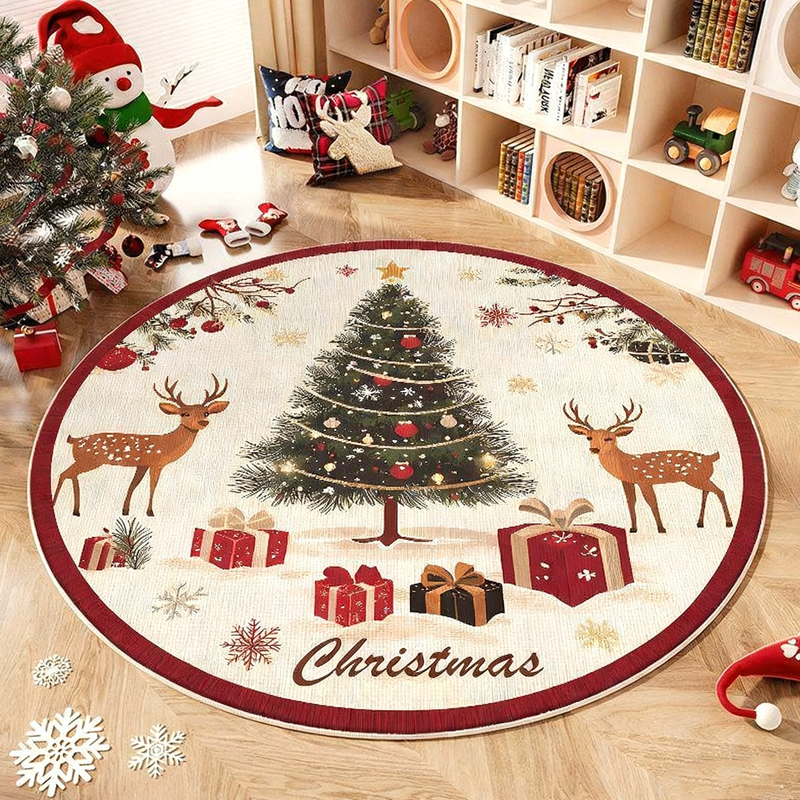 🎄Festive Non-Slip Round Christmas Tree Rug✨