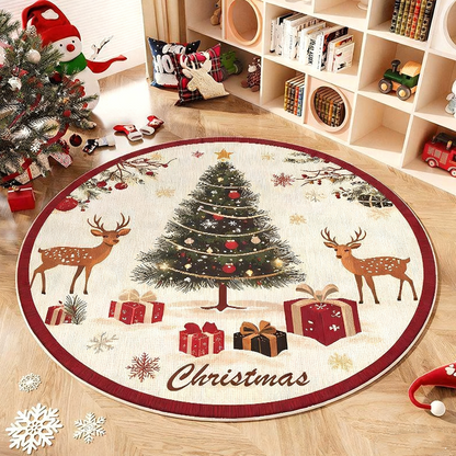 🎄Festive Non-Slip Round Christmas Tree Rug✨