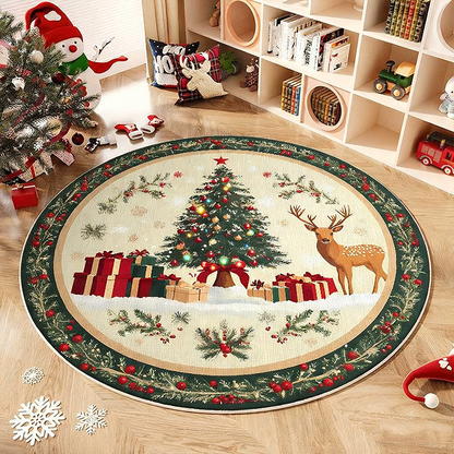 🎄Festive Non-Slip Round Christmas Tree Rug✨
