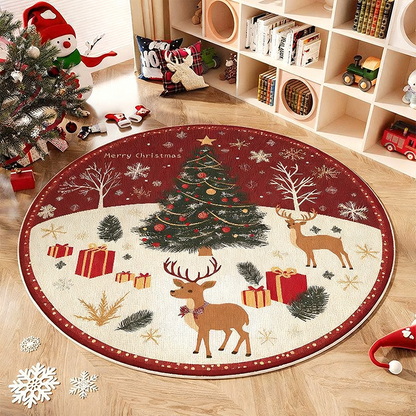 🎄Festive Non-Slip Round Christmas Tree Rug✨