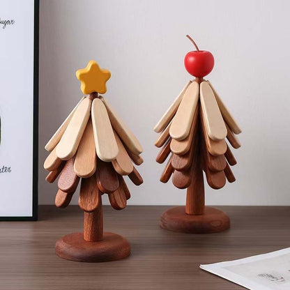 🔥2025 Hot Sale🔥Wooden Tree-Shaped Trivet with Star or Apple