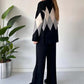 🔥Limited stock available 50% OFF🔥Fashion Color-blocking Rhombus Sweater & Pants Set