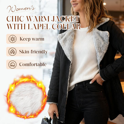 Women's Chic Warm Jacket with Lapel Collar