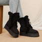 Women's Fax Fur Lace-Up Platform Snow Boots