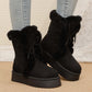 Women's Fax Fur Lace-Up Platform Snow Boots